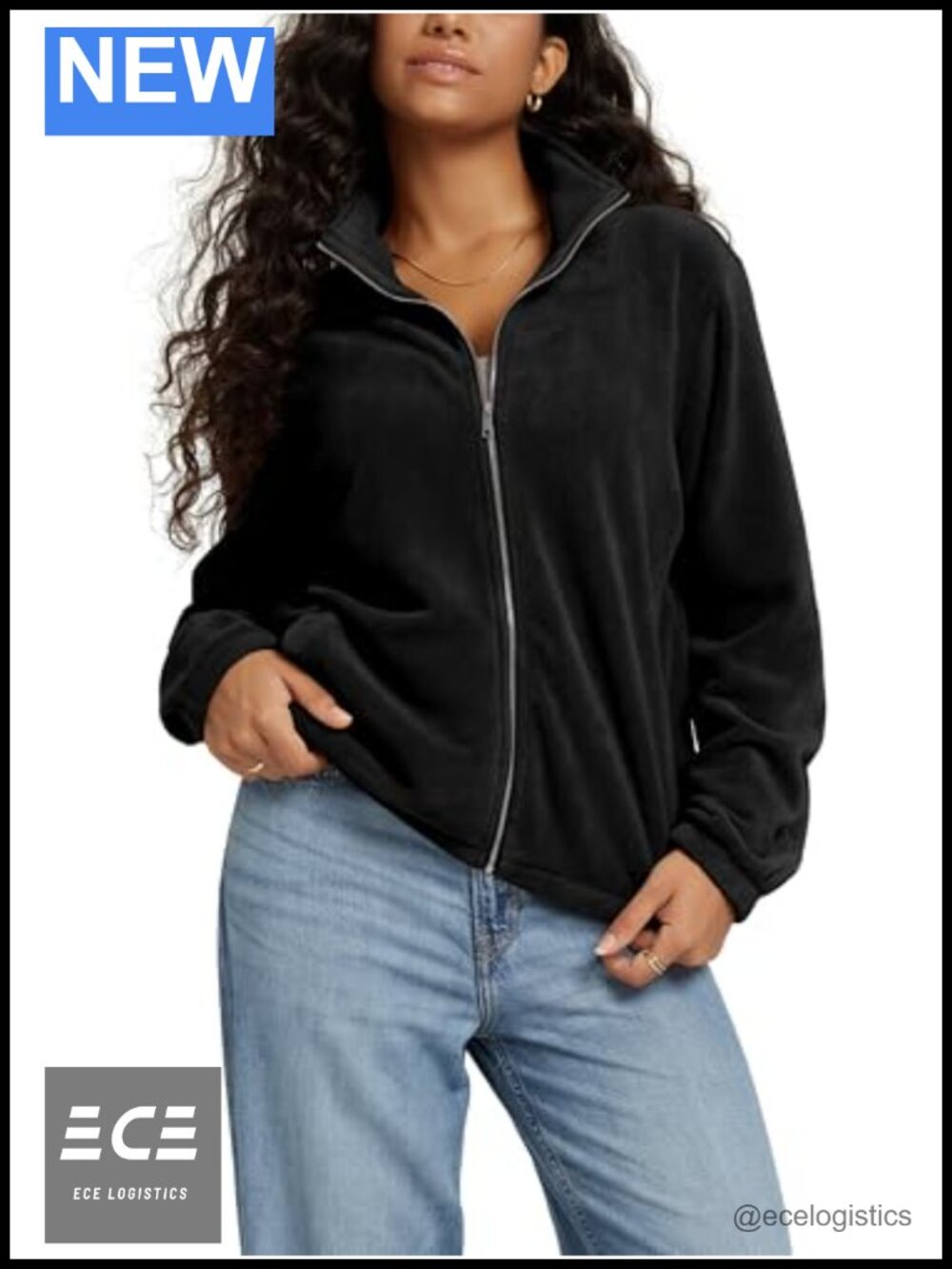 Polar Fleece Full-Zip Jacket Warm Funnel Neck Winter Outerwear